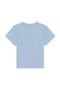 Koszulki dla chłopców - BOSS t-shirt bawełniany niemowlęcy kolor niebieski z nadrukiem - Boss - grafika 1