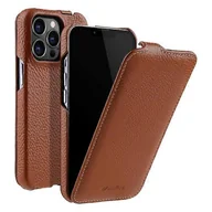Etui i futerały do telefonów - MELKCO kompatybilny z etui na telefon iPhone 13 Pro Oryginalna skóra bydlęca + pionowa tylna pokrywa PC Brown - miniaturka - grafika 1