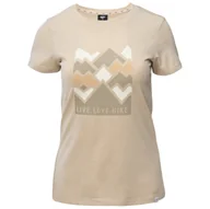 Koszulki sportowe damskie - Koszulka damska Hi-Tec Lady Aldys Rozmiar: XL / Kolor: beżowy - miniaturka - grafika 1
