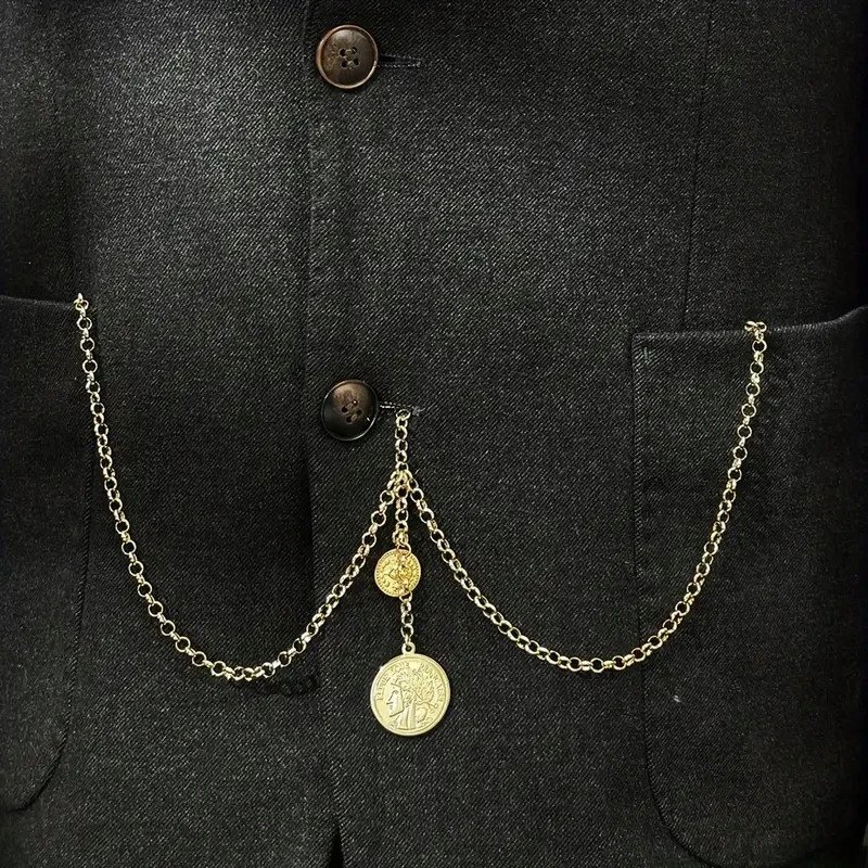 Dewizka podwójna złota medalik do zegarka retro steampunk PUDEŁKO