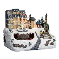 Ozdoby bożonarodzeniowe - Scenka świąteczna LED z wieżą EIFFEL23x28 cm - miniaturka - grafika 1