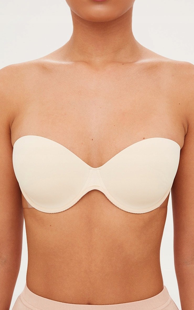 PRETTYLITTLETHING BIUSTONOSZ SAMONOŚNY BEŻ D EJQ