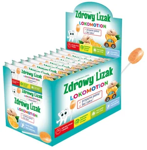 Zdrowy lizak ZESTAW 40x6g LOKOMOTION - Gumy do żucia, lizaki, dropsy - miniaturka - grafika 1
