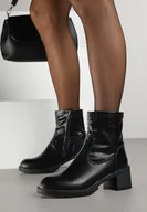 Botki damskie - Czarne Przylegające Botki Vices do Kostki na Klockowym Obcasie Alevitta - miniaturka - grafika 1