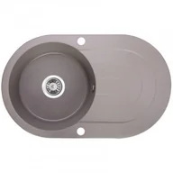 Zlewozmywaki - LAVEO SBD 581T DAFNE Zlewozmywak granitowy 1 komora z ociekaczem Wymiary: 470x780x190 mm Kolor: szary W zestawie z syfonem Space Saving i korkiem automatycznym - miniaturka - grafika 1