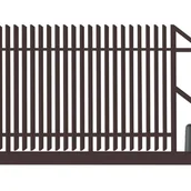 Ogrodzenia - Polbram Brama przesuwna Negros 4x1,5 m prawa brązowa automat - miniaturka - grafika 1
