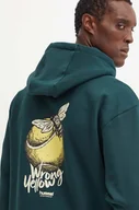 Bluzy męskie - Hummel bluza męska kolor zielony z kapturem z nadrukiem 226081 - miniaturka - grafika 1