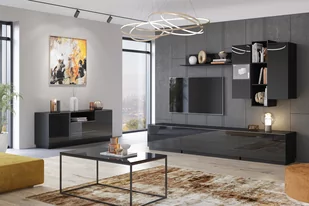 Komoda modułowa RTV uchylna Helio 41 - czarny / czarne szkło - Szafki RTV - miniaturka - grafika 4