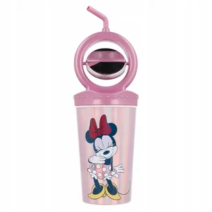 Myszka Minnie Brokatowy Kubek Z Rurką I Lusterko - Kubki dla dzieci - miniaturka - grafika 1