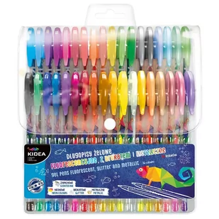 Kidea - Długopisy żelowe fluo - brokat - metaliczne 36 kolorów - Długopisy - miniaturka - grafika 1