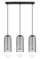 Lampy sufitowe - Czarna potrójna druciana lampa wisząca na listwie 3X A607 H0-P49 - miniaturka - grafika 1