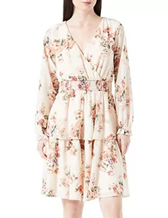 ONLY Damska sukienka Onlphilippa L/S dekolt w serek sukienka z nadrukiem PTM, Cloud Dancer/Aop: różowy kwiat, XL - Sukienki - miniaturka - grafika 1