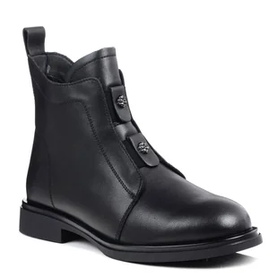 Botki damskie jesienne ocieplane skórzane czarne DiA MK52-026 na zamek-39 - Botki damskie - miniaturka - grafika 1