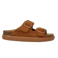 Klapki i japonki damskie - Klapki damskie Scholl Noelle skórzane wygodne brązowe-40 - miniaturka - grafika 1