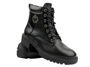 Botki damskie ze skóry ekologicznej- Vinceza 58372, czarne - Botki damskie - miniaturka - grafika 1