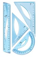 Akcesoria kreślarskie - Zestaw geometryczny z linijką 20cm. Niebieski - miniaturka - grafika 1