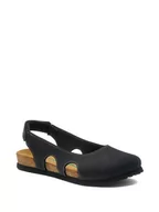 Klapki i japonki damskie - Comfortfusse Skórzane chodaki w kolorze czarnym - miniaturka - grafika 1