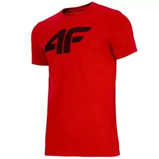 Koszulki męskie - 4F Męski T-shirt męski Tsm353, czerwony, XL, czerwony, M - grafika 1