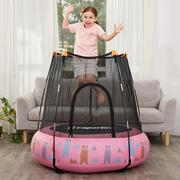 Trampoliny - Insportline Pompowana trampolina dla dzieci z siatką Nufino 120 cm, Różowy 22307-2 - miniaturka - grafika 1