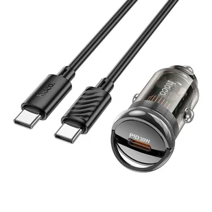HOCO ładowarka samochodowa Typ C + kabel Typ C do Typ C PD 30W Z53 czarna - Akcesoria do smartwatchy - miniaturka - grafika 1