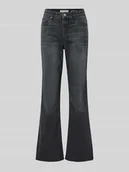 Spodnie damskie - Jeansy z wysokim stanem o rozkloszowanym kroju z mieszanki bawełny model ‘KIRUNA’ - miniaturka - grafika 1