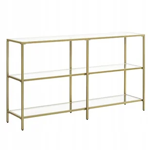 Stół konsolowy, sofa z 3 półkami, szklana półka, 130 x 30 x 73,3 cm, metalo - Konsole i sekretarzyki - miniaturka - grafika 1