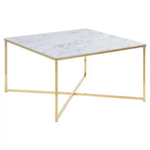 Actona Stolik Kawowy Kwadrat Kimi 80 X 80 Cm Biały + Złoty - Ławy i stoliki kawowe - miniaturka - grafika 1