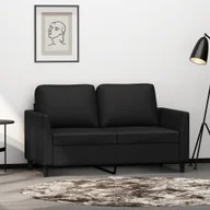 Sofy i kanapy - vidaXL 2-osobowa sofa, czarna, 120 cm, sztuczna skóra - miniaturka - grafika 1