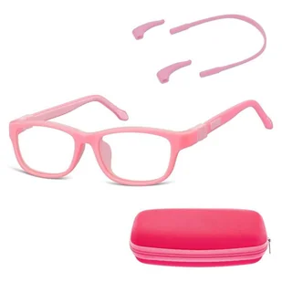 Elastyczne dziecięce oprawki okularowe zerówki prostokątne + gumka Sunoptic K6B różowe - Okulary korekcyjne, oprawki, szkła - miniaturka - grafika 1
