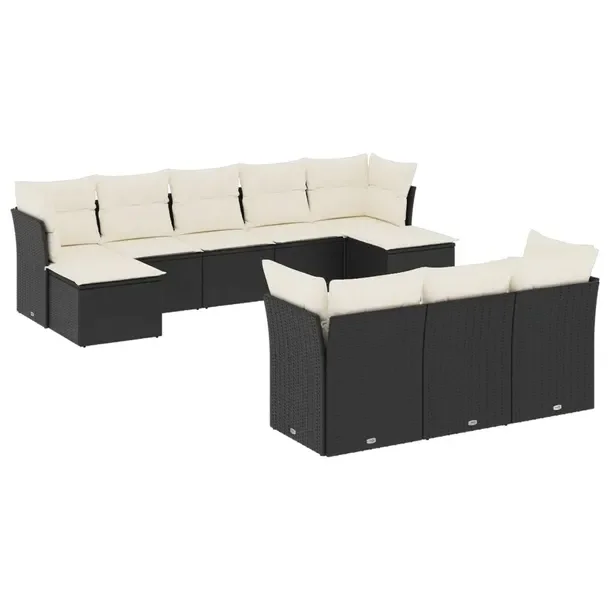 Modułowy zestaw mebli ogrodowych rattanowych czarny 55x62x69 cm