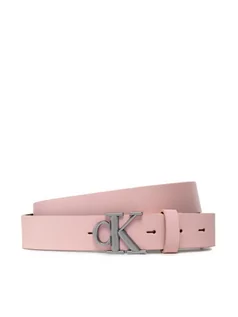 Paski - Calvin Klein Jeans Pasek Damski Round Mono Plaque Belt 30mm Różowy - grafika 1