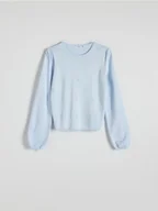 Swetry damskie - Reserved - Sweter z ozdobnymi aplikacjami - jasnoniebieski - miniaturka - grafika 1