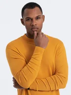 Swetry męskie - Półgolf dzianinowy męski z wiskozą - musztardowy V5 OM-SWTN-0100 - Ombre Clothing - miniaturka - grafika 1