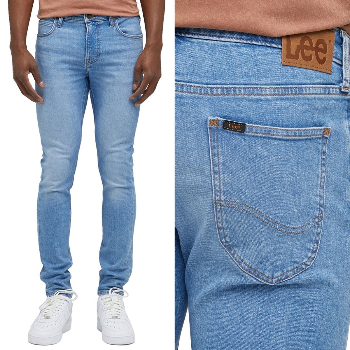 Lee MALONE SKINNY Topaz BLUE DżINS spodnie jeansowe rurki W28 L32