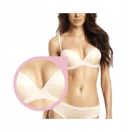 Biustonosze - Agio DB-9232 biustonosz bardotka beżowa stanik strapless push-up - 65E - miniaturka - grafika 1
