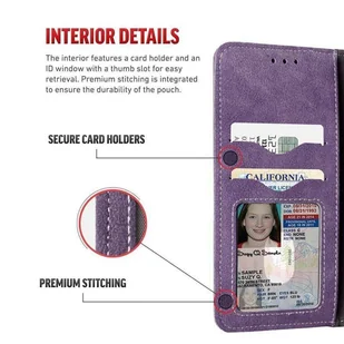 Zizo Slide Out Wallet Pouch Skórzane etui iPhone X z kieszeniami na karty wewnątrz oraz na zewnątrz etui + stand up (Purple) - Etui i futerały do telefonów - miniaturka - grafika 5