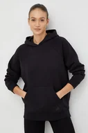 Bluzy damskie - Adidas bluza damska kolor czarny z kapturem gładka - adidas - miniaturka - grafika 1