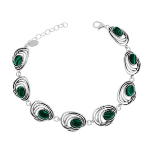 Srebrna bransoletka z zielonymi malachitami 19-22 cm pr. 925 - Bransoletki Srebrna bransoletka z zielonymi malachitami 19-22 cm pr. 925 - Bransoletki - miniaturka - grafika 1
