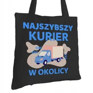 Torby i wózki na zakupy - Torba Bawełniana dla Kuriera Czarna Na Prezent ekologiczna Trwały Nadruk - miniaturka - grafika 1