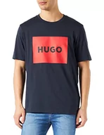 Koszulki męskie - HUGO Męski T-shirt Dulive222 z bawełnianego dżerseju z okrągłym dekoltem i logo bokserskie, Dark Blue405, XL - miniaturka - grafika 1