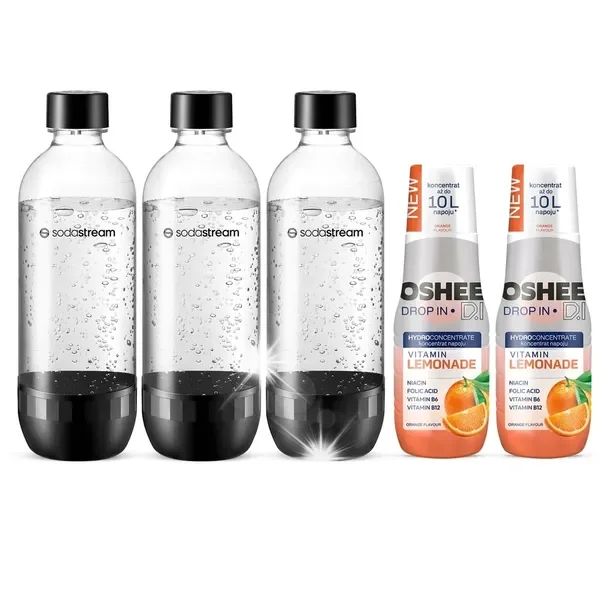 Koncentrat 2x SYROP Oshee + 3x BUTELKI DO SATURATORA SodaStream Classic 1L