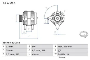 Alternator Bosch 0 986 085 170 - Alternatory - miniaturka - grafika 1