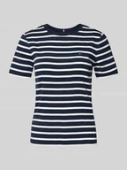Koszulki i topy damskie - T-shirt o kroju slim fit z detalem z logo - miniaturka - grafika 1
