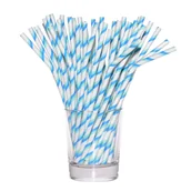 Słomki do napojów - Słomka papierowa łamana niebiesko-biały 12 sztuk - miniaturka - grafika 1