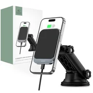 Uchwyty samochodowe do telefonów - Tech-Protect Uchwyt Magnetyczny MagSafe z Ładowaniem Bezprzewodowym 15W do Deski Rozdzielczej MM15W-V2 czarny - miniaturka - grafika 1
