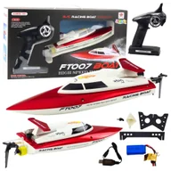 Zabawki zdalnie sterowane - Łódź Motorówka Vitality FT007 Zdalnie Sterowana RC 1:16 Biało Czerwona LEAN Toys - miniaturka - grafika 1