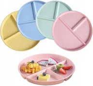Zestawy naczyń dla dzieci - Nietłukący się, dzielony talerz obiadowy 23 cm 4 sztuki + sztućce, kamper - miniaturka - grafika 1