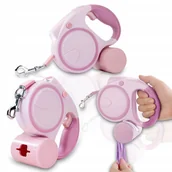 Smycze dla psów - Smycz Dla Psa Długa Automatyczna Blokada Odblask Pojemnik Na Worek Latarka - miniaturka - grafika 1