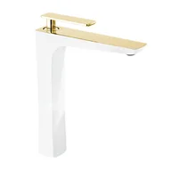 Baterie umywalkowe - Mexen Indus bateria umywalkowa wysoka, biała/złota - 744610-25 - miniaturka - grafika 1