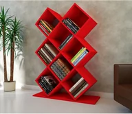 Regały - Biblioteczka KUMSAL 129x90 cm czerwona - miniaturka - grafika 1